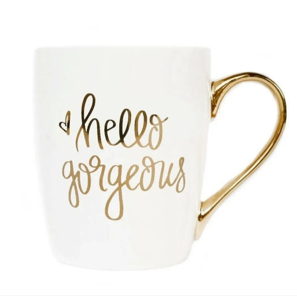 Hello Gorgeous Gold + White Coffee Mug By Sweet Water Decor